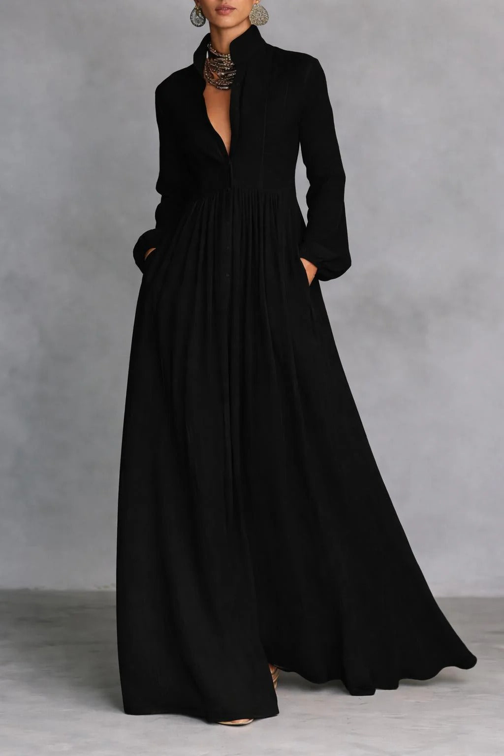 Celine | Flowing Button-Front Maxi Dress  June, Joan & Jenny