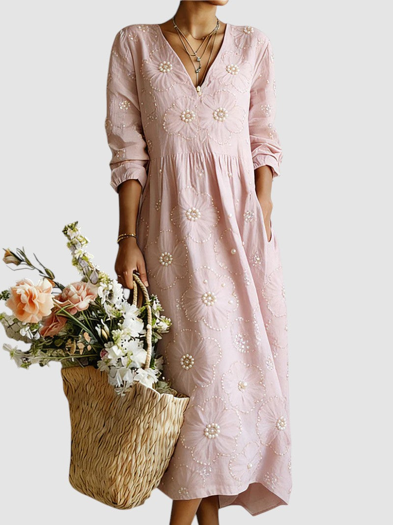 floral midi dress reviews Nobody Like You - White and Peach, Medium | Hazel and Olive Woven V Robertson Midi Dress - Strappy