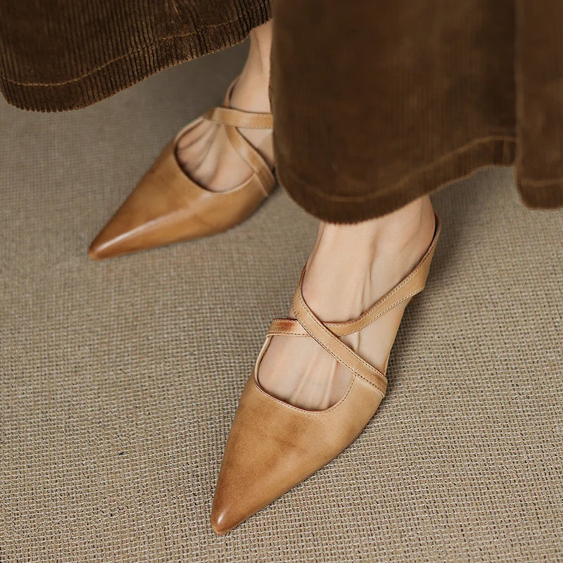 Helene Genuine Leather Mules – June, Joan & Jenny