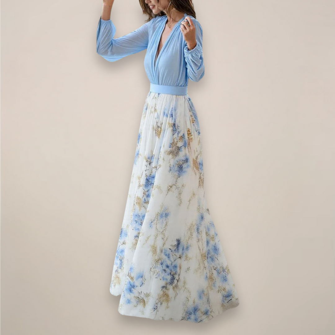fitted lace wedding dress Long Sleeves Floral Maxi Dress – June, Joan & Jenny