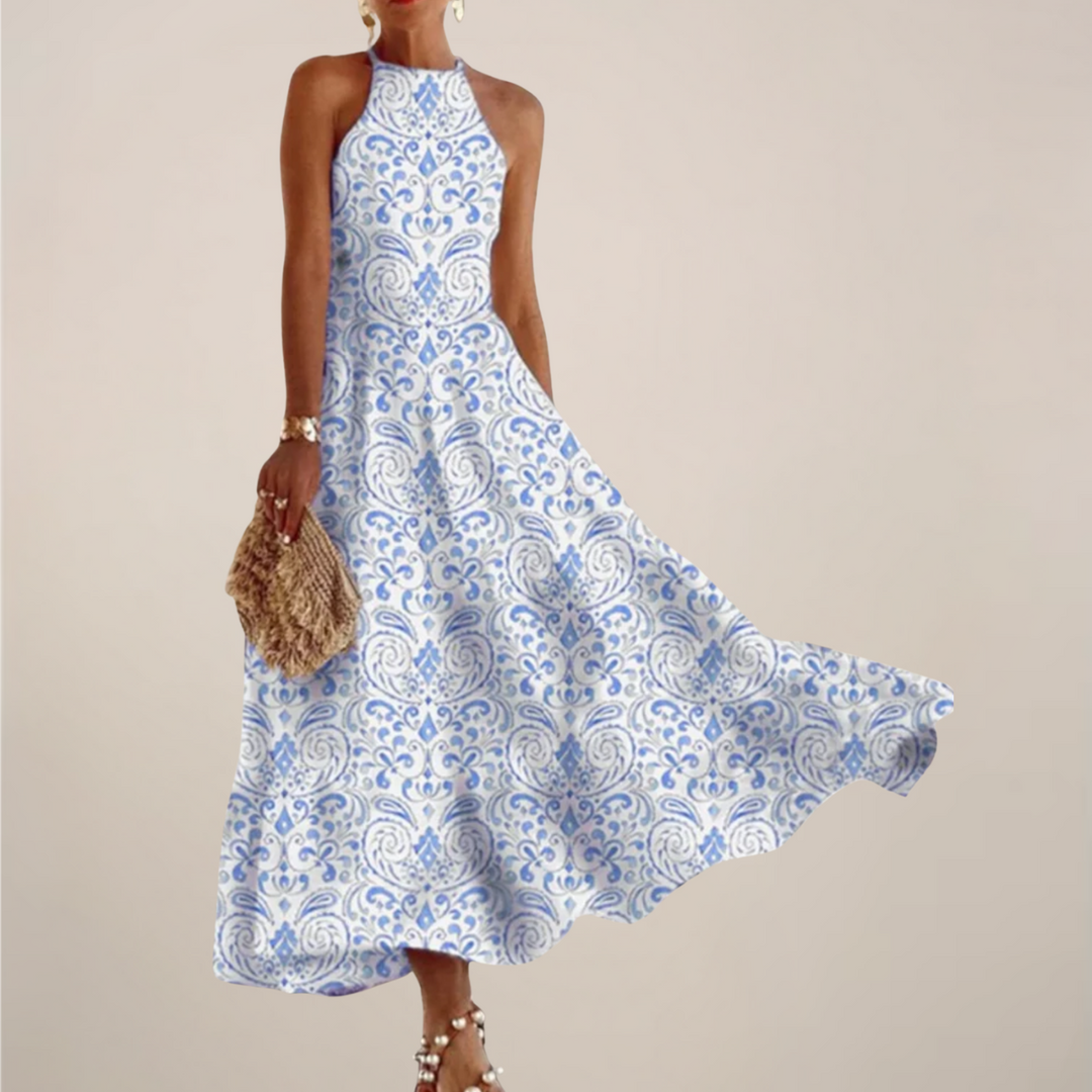 Printed Halter Neck Maxi Dress – June, Joan & Jenny